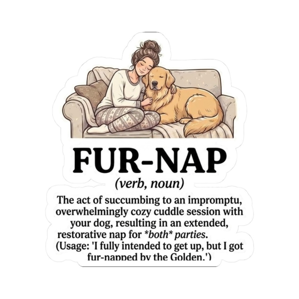 Three Dog Acres Fur-nap Definition Sticker Golden Retriever Vinyl Decal Glossy